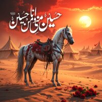 muharram dp kerbala background and ashura background and majlis background zuljanah hd status images, Hussain o mini wa ana minal Hussain calligraphy.