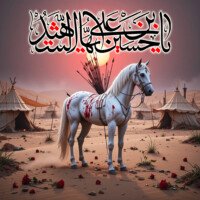 muharram dp kerbala background and ashura background and majlis background zuljanah hd status images, Ya Aba Abdillah Hussain Shaeed calligraphy.