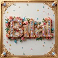 "Bilal" name 3d ART with golden border and roses ornaments