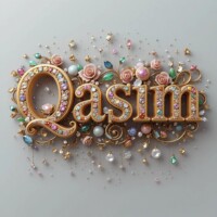 Crafting 3D Name Letter AI Images Free with Bing AI Image Generator with Free 300+ Prompts 171 "Qasim" name 3d ART with golden border and roses ornaments