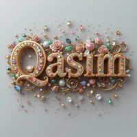 "Qasim" name 3d ART with golden border and roses ornaments