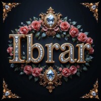 Crafting 3D Name Letter AI Images Free with Bing AI Image Generator with Free 300+ Prompts 170 "Ibrar" name 3d ART with golden border and roses ornaments