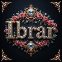 "Ibrar" name 3d ART with golden border and roses ornaments