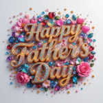 50 Free happy father's day wishes images with roses, gems, diamonds, love, hearts, and golden 3D lettering, 3D digital art. happy father's day pictures.