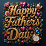 50 Free Happy Father's Day Wishes Images 57 50 Free happy father's day wishes images with roses, gems, diamonds, love, hearts, and golden 3D lettering, 3D digital art. happy father's day pictures.