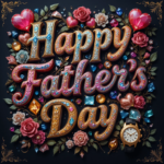 50 Free Happy Father's Day Wishes Images 55 50 Free happy father's day wishes images with roses, gems, diamonds, love, hearts, and golden 3D lettering, 3D digital art. happy father's day pictures.