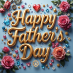 50 Free Happy Father's Day Wishes Images 54 50 Free happy father's day wishes images with roses, gems, diamonds, love, hearts, and golden 3D lettering, 3D digital art. happy father's day pictures.