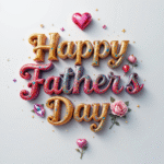 50 Free happy father's day wishes images with roses, gems, diamonds, love, hearts, and golden 3D lettering.