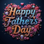 50 Free happy father's day wishes images with roses, gems, diamonds, love, hearts, and golden 3D lettering.