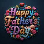 50 Free happy father's day wishes images with roses, gems, diamonds, love, hearts, and golden 3D lettering.