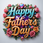 50 Free happy father's day wishes images with roses, gems, diamonds, love, hearts, and golden 3D lettering.