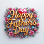 50 Free happy father's day wishes images with roses, gems, diamonds, love, hearts, and golden 3D lettering.