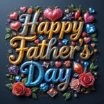 50 Free happy father's day wishes images with roses, gems, diamonds, love, hearts, and golden 3D lettering, digital art. happy father's day pictures.