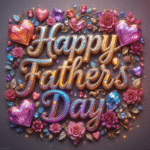 50 Free happy father's day wishes images with roses, gems, diamonds, love, hearts, and golden 3D lettering, digital art. happy father's day pictures.