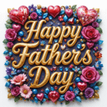 50 Free happy father's day wishes images with roses, gems, diamonds, love, hearts, and golden 3D lettering, digital art. happy father's day pictures.