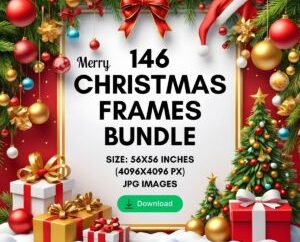 100 CHRISTMAS FRAMES (1) 140+ Christmas Frames Bundle, Festive Holiday Photo Borders (Digital Download JPG)